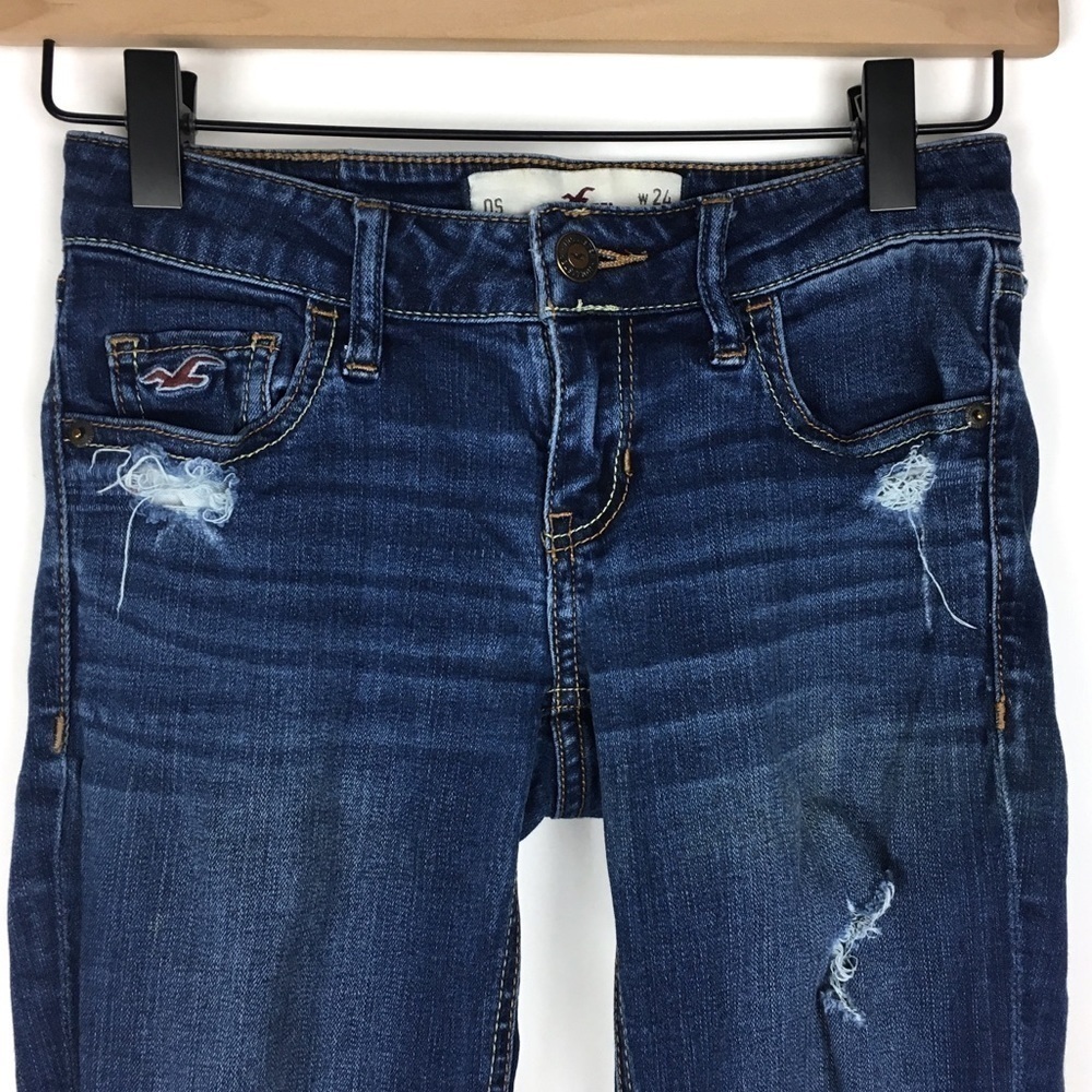 HOLLISTER Jeans Size 0S 24 Skinny Slim Distressed Medium Wash Stretch Denim - Picture 2 of 12